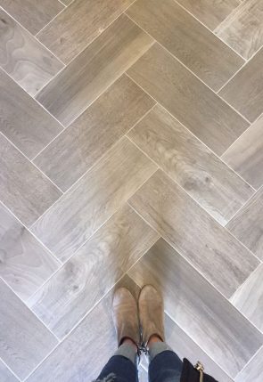 wood floors with white grout